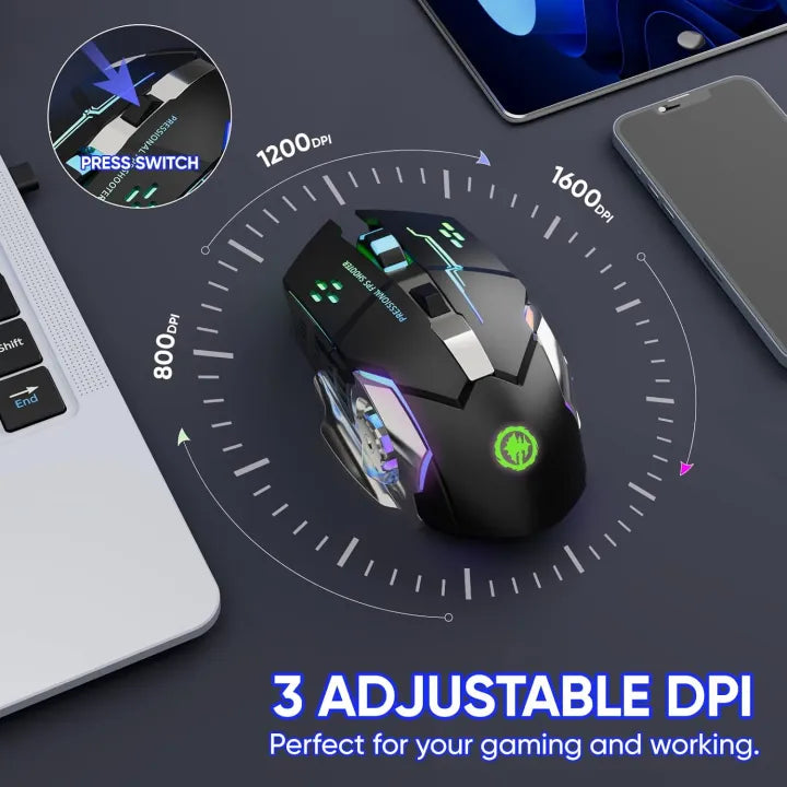 Rechargeable Gaming Mouse 6 Button RGB Lights Mouse Wired And Wireless Rechargeable Gaming Mouse With 7 Breathing RGB