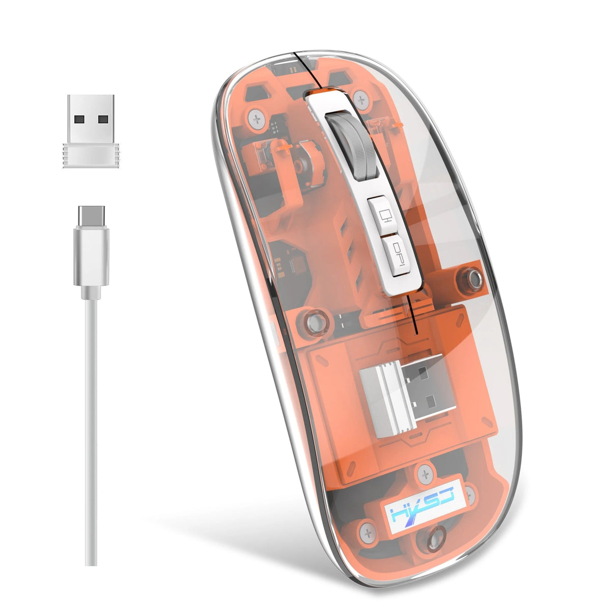 Transparent Wireless + Bluetooth Dual-Mode Rechargeable Mouse