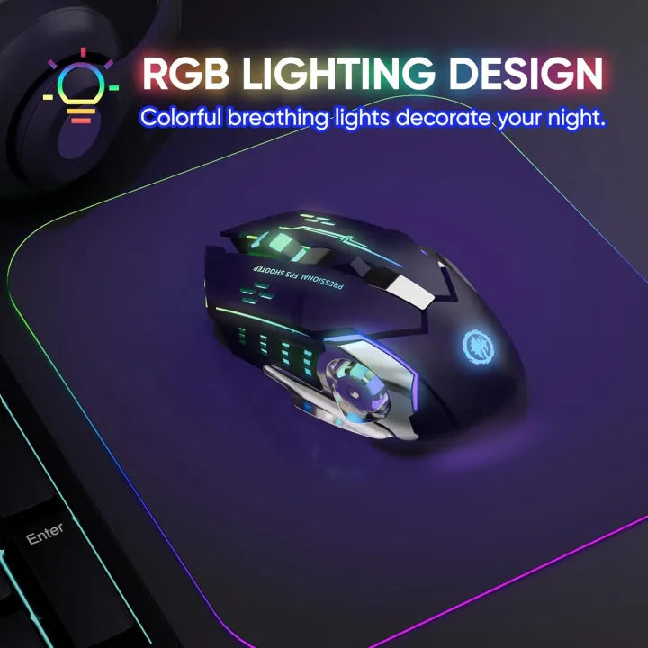 Rechargeable Gaming Mouse 6 Button RGB Lights Mouse Wired And Wireless Rechargeable Gaming Mouse With 7 Breathing RGB