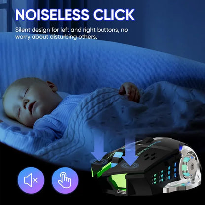 Rechargeable Gaming Mouse 6 Button RGB Lights Mouse Wired And Wireless Rechargeable Gaming Mouse With 7 Breathing RGB