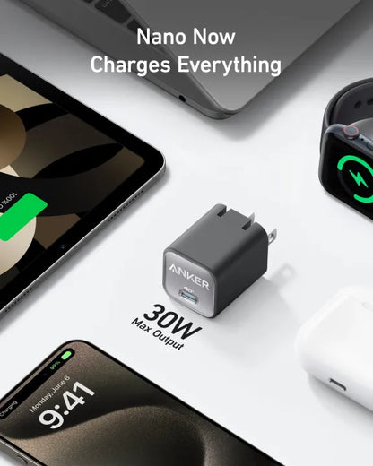 Original Anker 30W nano 511 GaN Charger PPS QC3.0 Quick PD Charge 10\9 condition PD 3.0 Fast Universal Compatibility Adapter
