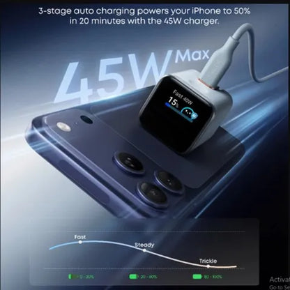 Anker 45W Smart Display Charger USB C, Fast Charging Adopter, Delivers Up To 45W of Power, With LED Display